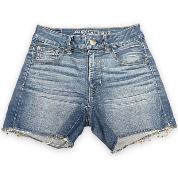 American Eagle Hi Rise Shorties Jean Shorts - Picture 1 of 8